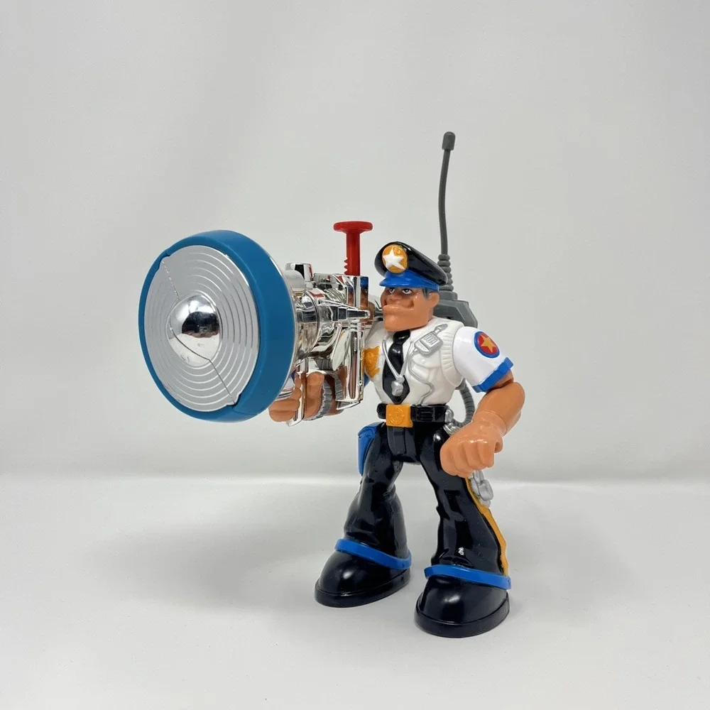 2000 Fisher Price Rescue Heroes Metal Crew Sergeant‎ Siren Cool Chrome Look